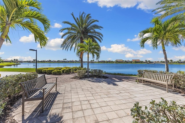 19023 Mangieri St, Venice, FL 34293 - view of home's community featuring a water view and a patio area