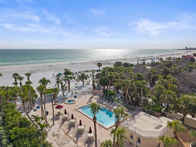 6265 Midnight Pass Rd Unit 205, Sarasota, FL 34242 - drone / aerial view of unending shoreline and a pool area