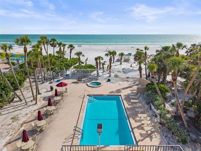 6265 Midnight Pass Rd Unit 205, Sarasota, FL 34242 - view of pool with view of water and beach