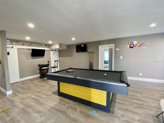 4001 Beneva Rd Unit 319, Sarasota, FL 34233 - rec room featuring pool table, light wood-style flooring, and recessed lighting