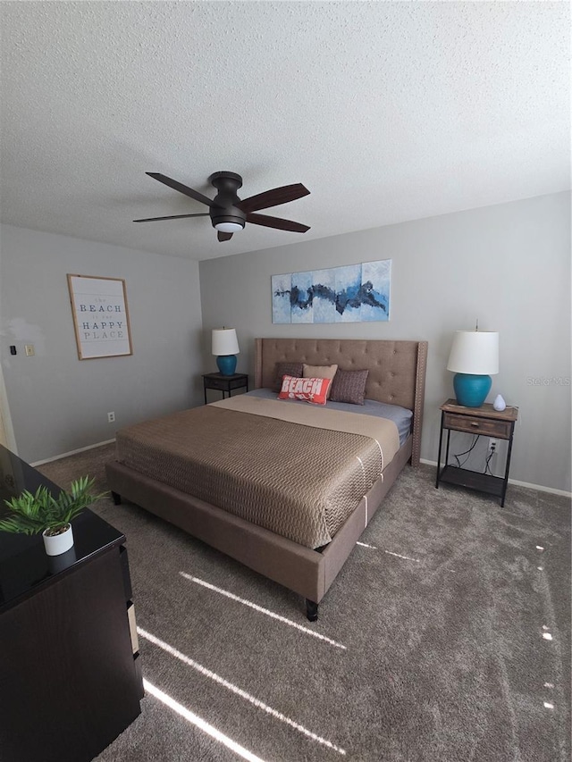 4001 Beneva Rd Unit 319, Sarasota, FL 34233 - bedroom featuring carpet, a textured ceiling, and a ceiling fan