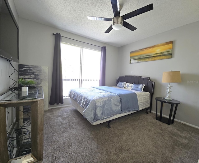 4001 Beneva Rd Unit 319, Sarasota, FL 34233 - bedroom with a textured ceiling, carpet floors, and a ceiling fan