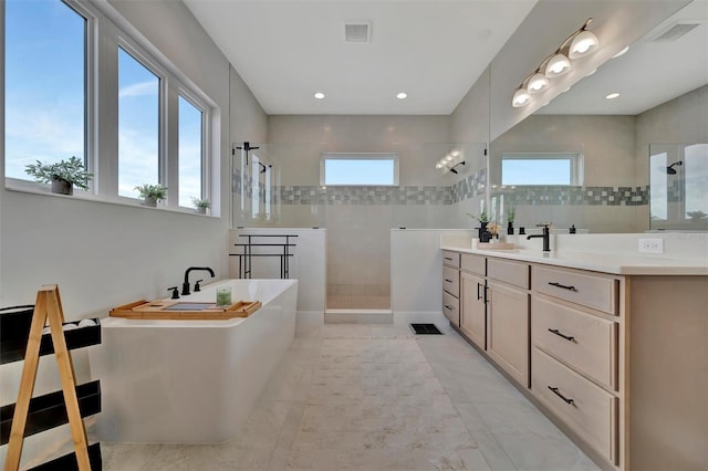 6317 Turtle Grass Dr, Bradenton, FL 34210 - full bathroom with walk in shower, vanity, and a soaking tub