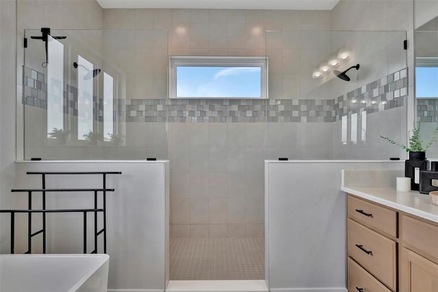 6317 Turtle Grass Dr, Bradenton, FL 34210 - full bath with a walk in shower, vanity, and a freestanding bath