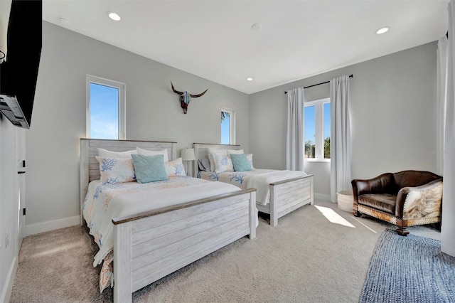 6317 Turtle Grass Dr, Bradenton, FL 34210 - bedroom featuring multiple windows, carpet floors, and recessed lighting