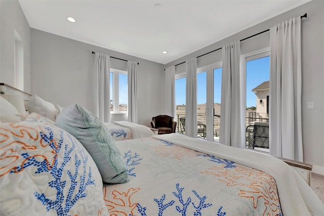 6317 Turtle Grass Dr, Bradenton, FL 34210 - carpeted bedroom with access to outside and recessed lighting