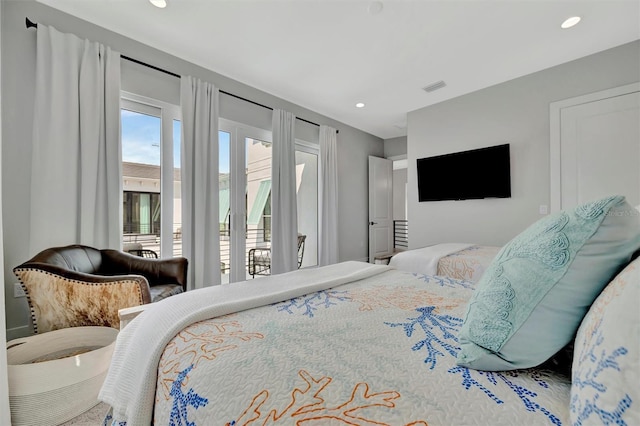 6317 Turtle Grass Dr, Bradenton, FL 34210 - bedroom featuring access to outside and recessed lighting