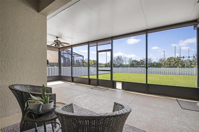 7750 Ridgelake Cir, Bradenton, FL 34203 - sunroom with a ceiling fan