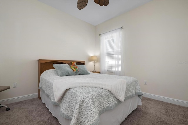 7750 Ridgelake Cir, Bradenton, FL 34203 - bedroom with carpet floors, ceiling fan, and vaulted ceiling