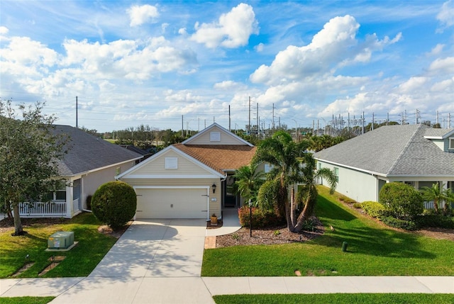 7750 Ridgelake Cir, Bradenton, FL 34203 - view of front of home with driveway, a front yard, and an attached garage