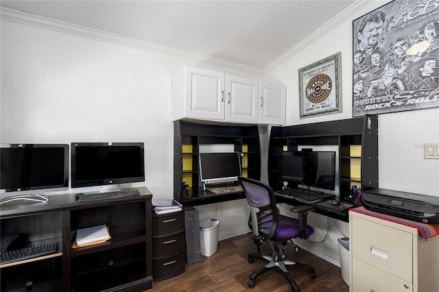6710 36th Ave E Unit 114, Palmetto, FL 34221 - office featuring ornamental molding and dark wood-style floors
