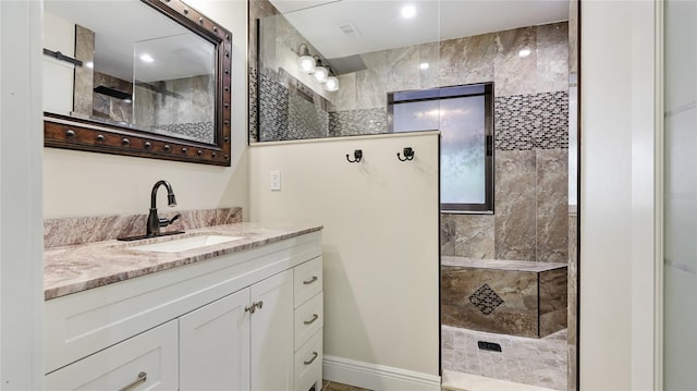 3525 Riviera Dr, Sarasota, FL 34232 - full bath with vanity, walk in shower, and recessed lighting