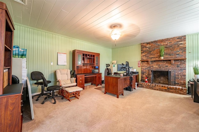 5311 36th Ave E, Palmetto, FL 34221 - office area featuring light colored carpet, a fireplace, and crown molding