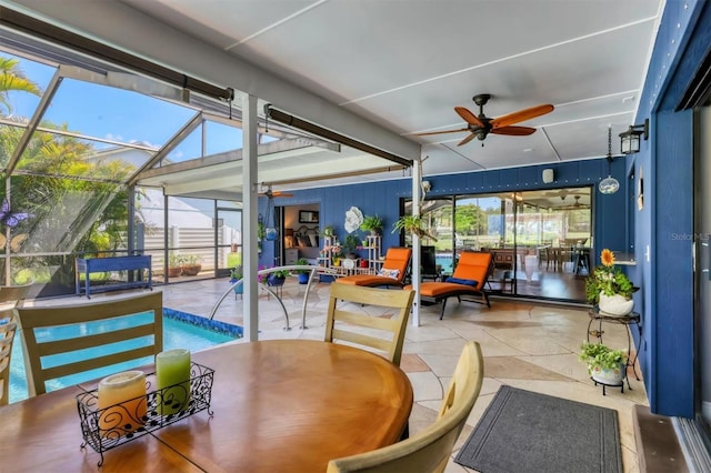 3636 Torrey Pines Blvd, Sarasota, FL 34238 - sunroom with a ceiling fan and outdoor dining space