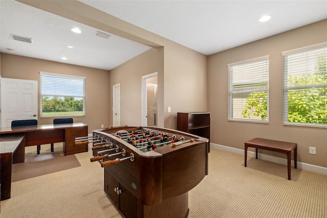 773 Rosemary Cir, Bradenton, FL 34212 - rec room with light colored carpet, recessed lighting, and an office area