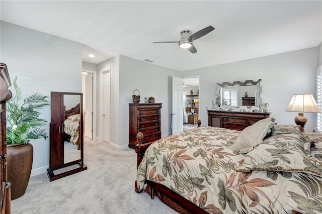 6219 Golden Nettle Dr, Apollo Beach, FL 33572 - bedroom featuring carpet floors, ceiling fan, and recessed lighting