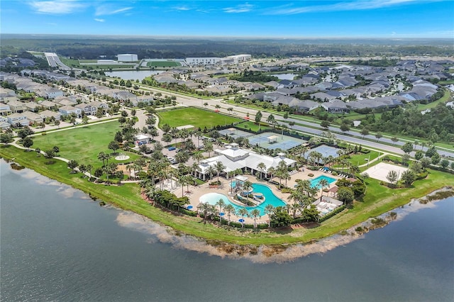6219 Golden Nettle Dr, Apollo Beach, FL 33572 - aerial overview of property's location featuring a large body of water and nearby suburban area