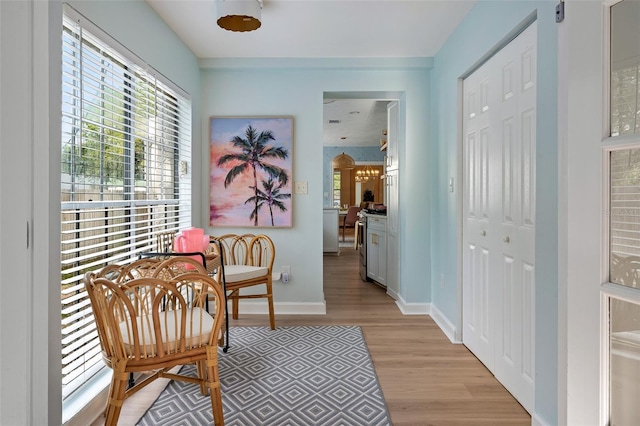 522 31st St W, Bradenton, FL 34205 - hallway featuring plenty of natural light and light wood-style floors
