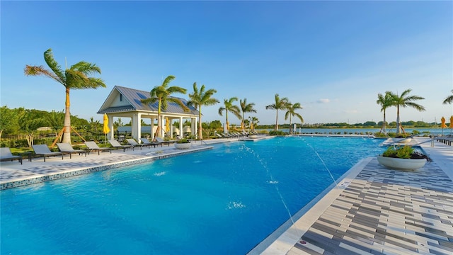 7983 Sandstar Way, Sarasota, FL 34240 - community pool featuring a patio and a gazebo
