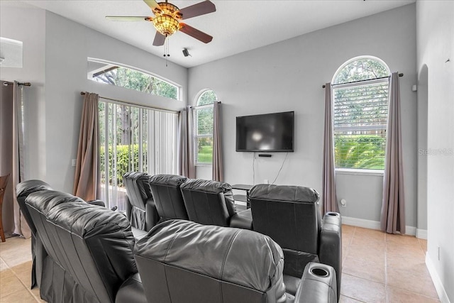 4013 Greystone Dr, Clermont, FL 34711 - living area featuring a ceiling fan and light tile patterned flooring