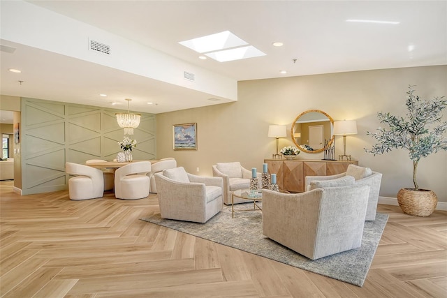 2103 Harbourside Dr Unit 1102, Longboat Key, FL 34228 - living room with a skylight, recessed lighting, and a chandelier