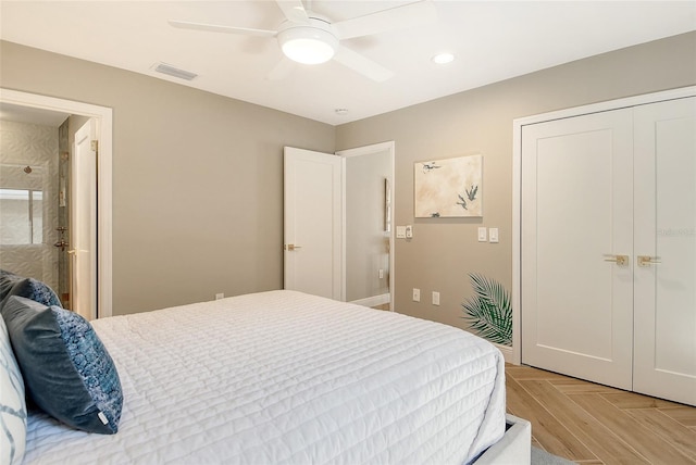 2103 Harbourside Dr Unit 1102, Longboat Key, FL 34228 - bedroom with a closet, recessed lighting, and ceiling fan