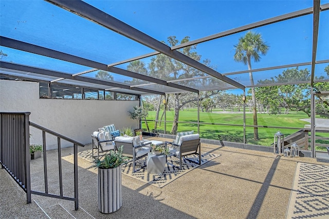 2103 Harbourside Dr Unit 1102, Longboat Key, FL 34228 - view of patio with an outdoor hangout area, view of golf course, and a lanai
