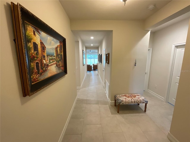 4428 Conchfish Ln, Osprey, FL 34229 - hallway featuring light tile patterned floors and recessed lighting