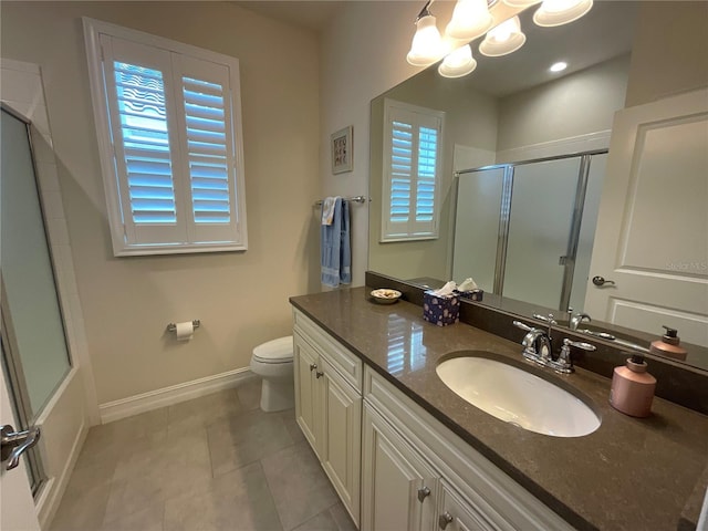 4428 Conchfish Ln, Osprey, FL 34229 - bathroom with vanity, a chandelier, tile patterned floors, and shower / bath combination with glass door