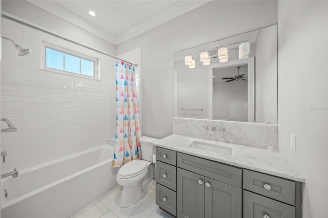 5569 Cape Leyte Dr, Sarasota, FL 34242 - full bathroom featuring vanity, shower / bath combination with curtain, and tile patterned floors