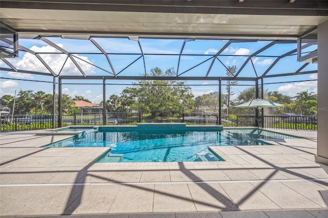 5569 Cape Leyte Dr, Sarasota, FL 34242 - view of pool with a patio area, a lanai, and a pool with connected hot tub