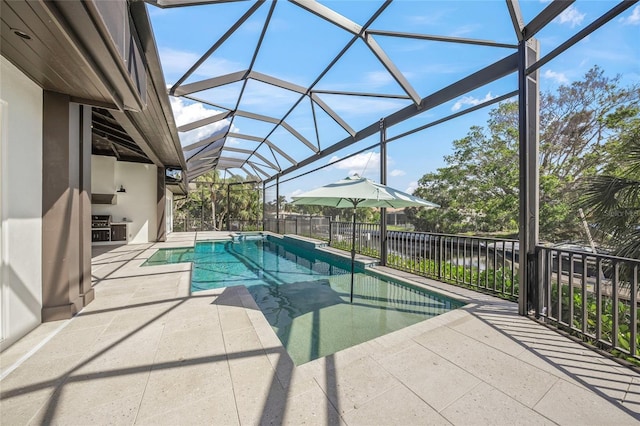 5569 Cape Leyte Dr, Sarasota, FL 34242 - view of swimming pool featuring a patio area and glass enclosure