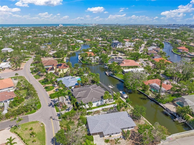 5569 Cape Leyte Dr, Sarasota, FL 34242 - aerial view of residential area featuring a large body of water
