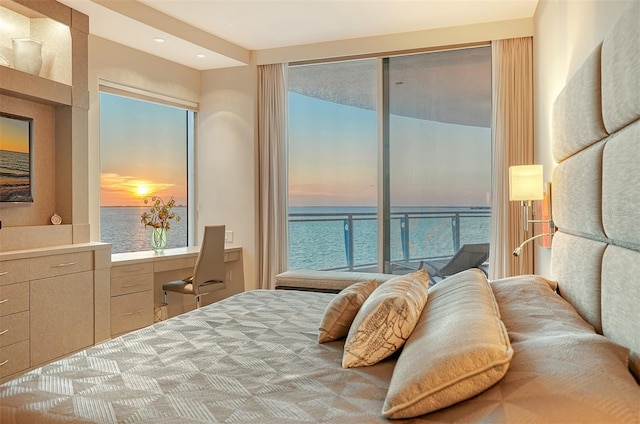 990 Blvd Of The Arts Unit 801, Sarasota, FL 34236 - bedroom featuring a water view and recessed lighting