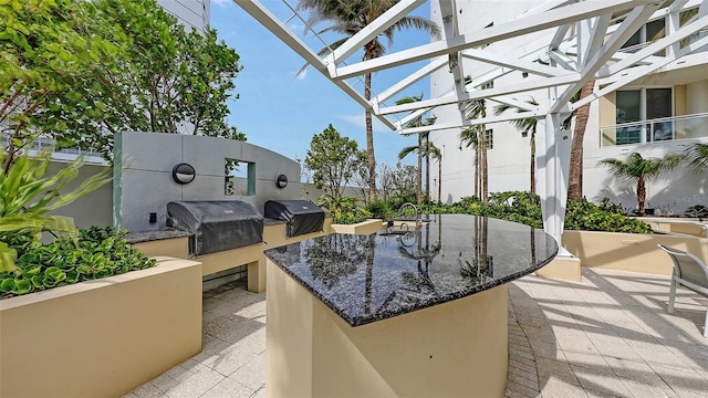 990 Blvd Of The Arts Unit 801, Sarasota, FL 34236 - view of patio / terrace featuring an outdoor kitchen and an outdoor bar