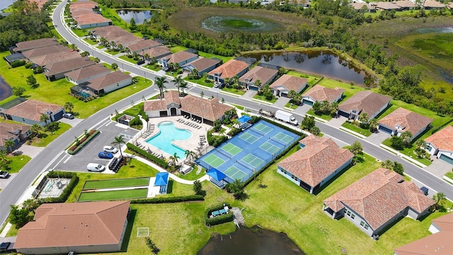 491 Daylily Blvd, Nokomis, FL 34275 - aerial view of residential area featuring a pool area and a large body of water