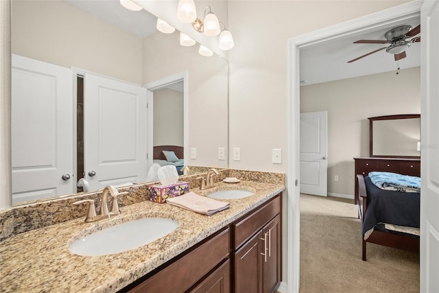 226 Tapa Parish Run, Bradenton, FL 34212 - ensuite bathroom with double vanity and a ceiling fan
