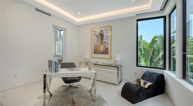 1610 N Lodge Dr, Sarasota, FL 34239 - home office featuring a tray ceiling