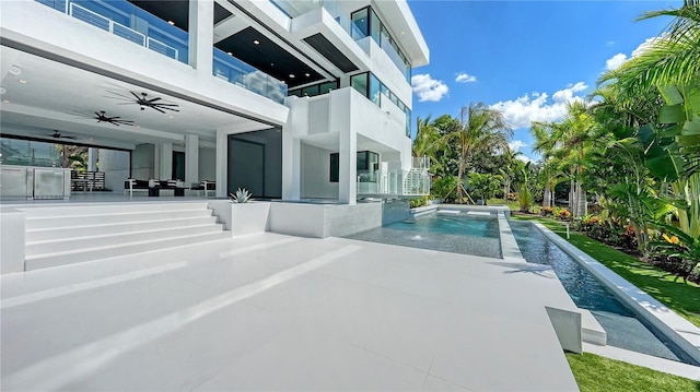 1610 N Lodge Dr, Sarasota, FL 34239 - swimming pool featuring a ceiling fan and a patio area