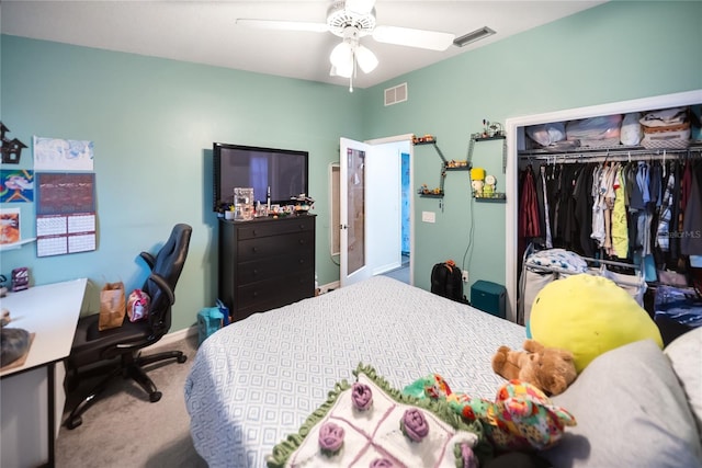 3957 Proctor Rd, Sarasota, FL 34233 - carpeted bedroom featuring a closet and ceiling fan