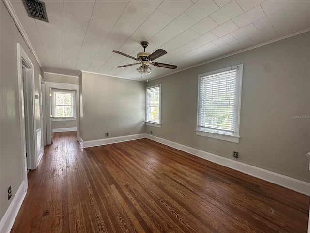 408 3rd Ave E Unit A, B & C, Bradenton, FL 34208 - spare room with crown molding, dark wood finished floors, and a ceiling fan