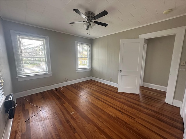 408 3rd Ave E Unit A, B & C, Bradenton, FL 34208 - unfurnished bedroom with crown molding, dark wood-style flooring, and ceiling fan