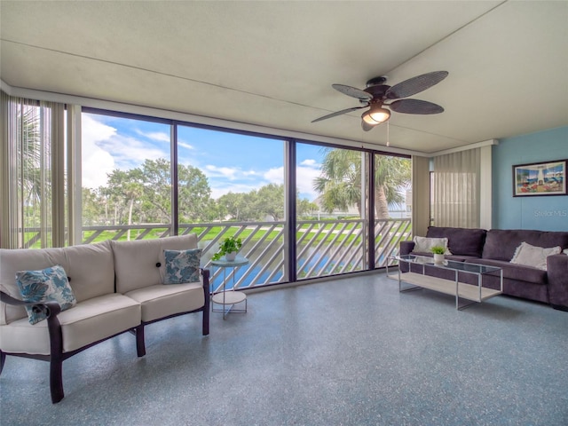 123 Tidy Island Blvd, Bradenton, FL 34210 - sunroom with outdoor lounge area, ceiling fan, and plenty of natural light