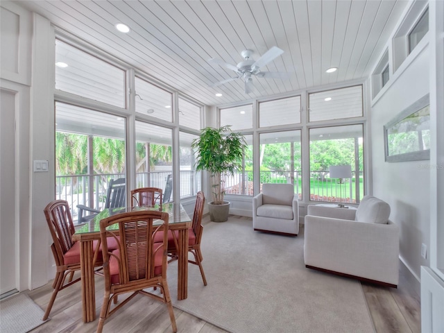 123 Tidy Island Blvd, Bradenton, FL 34210 - sunroom / solarium featuring plenty of natural light, wooden ceiling, recessed lighting, and wood finished floors