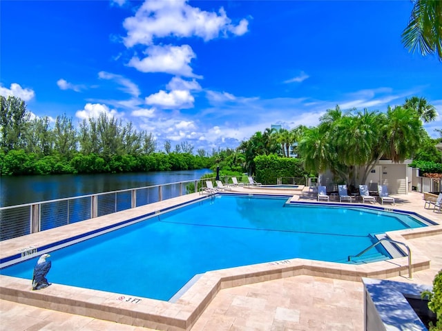 123 Tidy Island Blvd, Bradenton, FL 34210 - community pool featuring a water view and a patio area