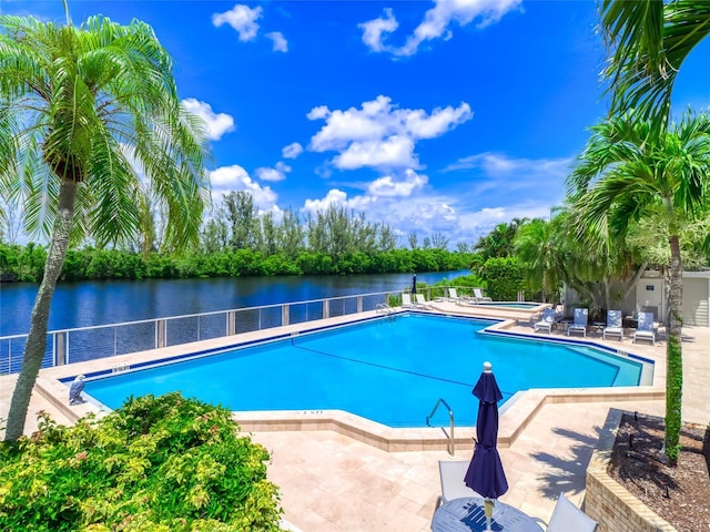 123 Tidy Island Blvd, Bradenton, FL 34210 - community pool with a water view and a patio