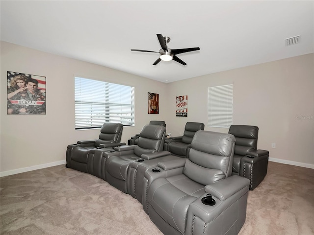 16231 Tradewind Ter, Bradenton, FL 34211 - carpeted home theater featuring ceiling fan and baseboards