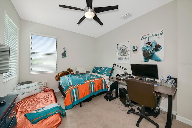 16231 Tradewind Ter, Bradenton, FL 34211 - bedroom with carpet floors, an office area, and ceiling fan