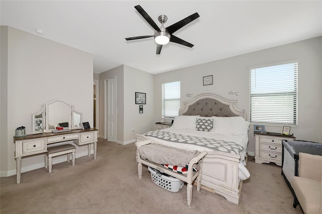 16231 Tradewind Ter, Bradenton, FL 34211 - bedroom featuring light colored carpet and ceiling fan