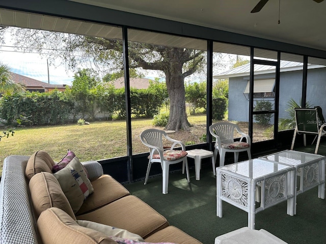 22321 Yonkers Ave, Port Charlotte, FL 33952 - sunroom with a ceiling fan, an outdoor living space, and healthy amount of natural light